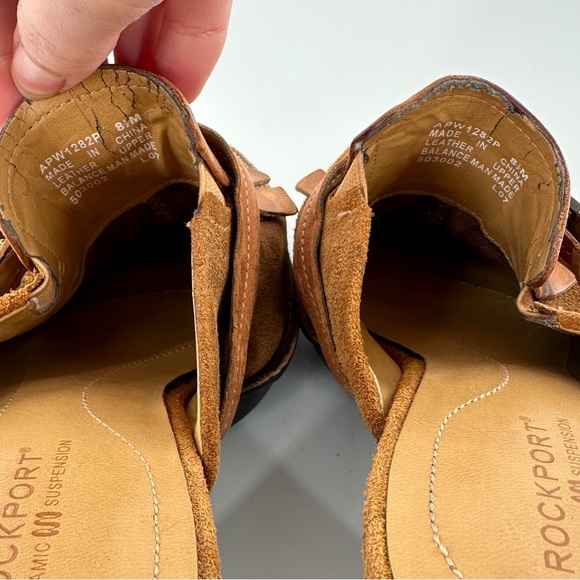 Rockport womens mules size size 8.5 tan suede fringe chunky platform clogs - Picture 10 of 12